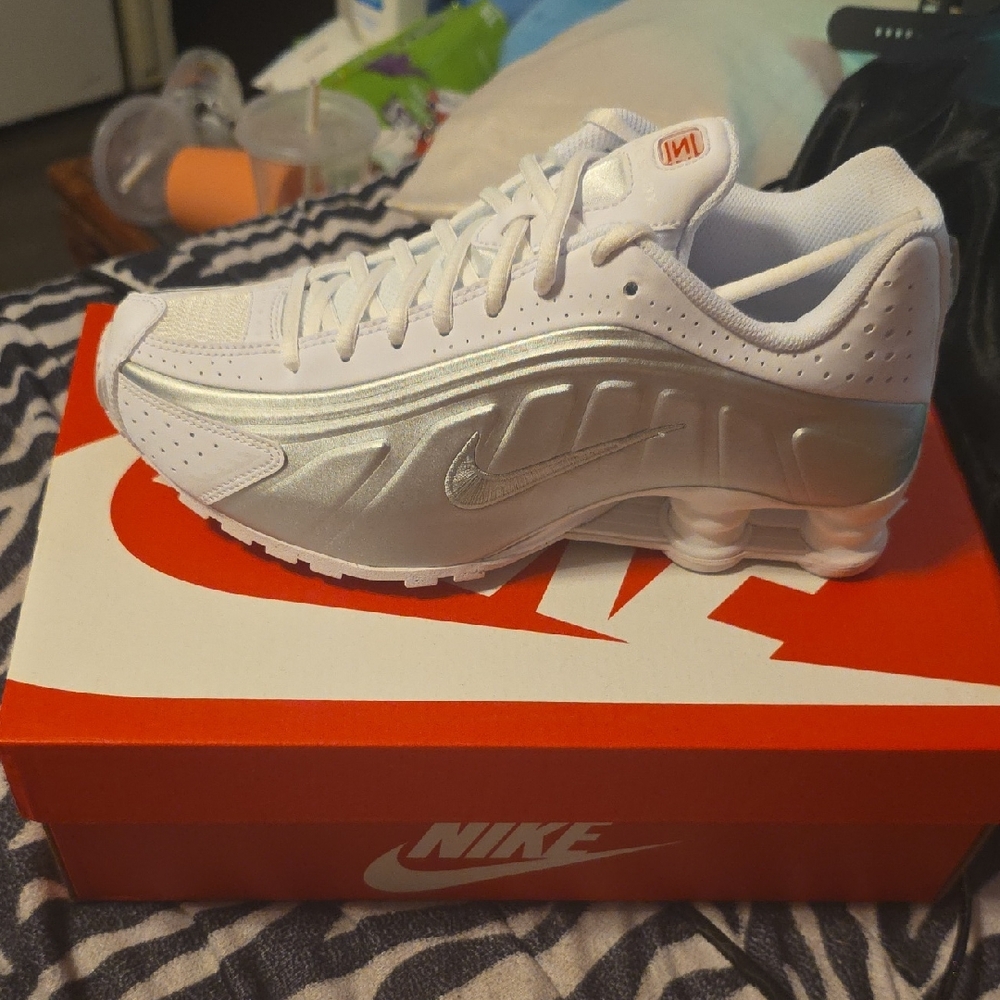 Nike White and Silver Athletic Shoes